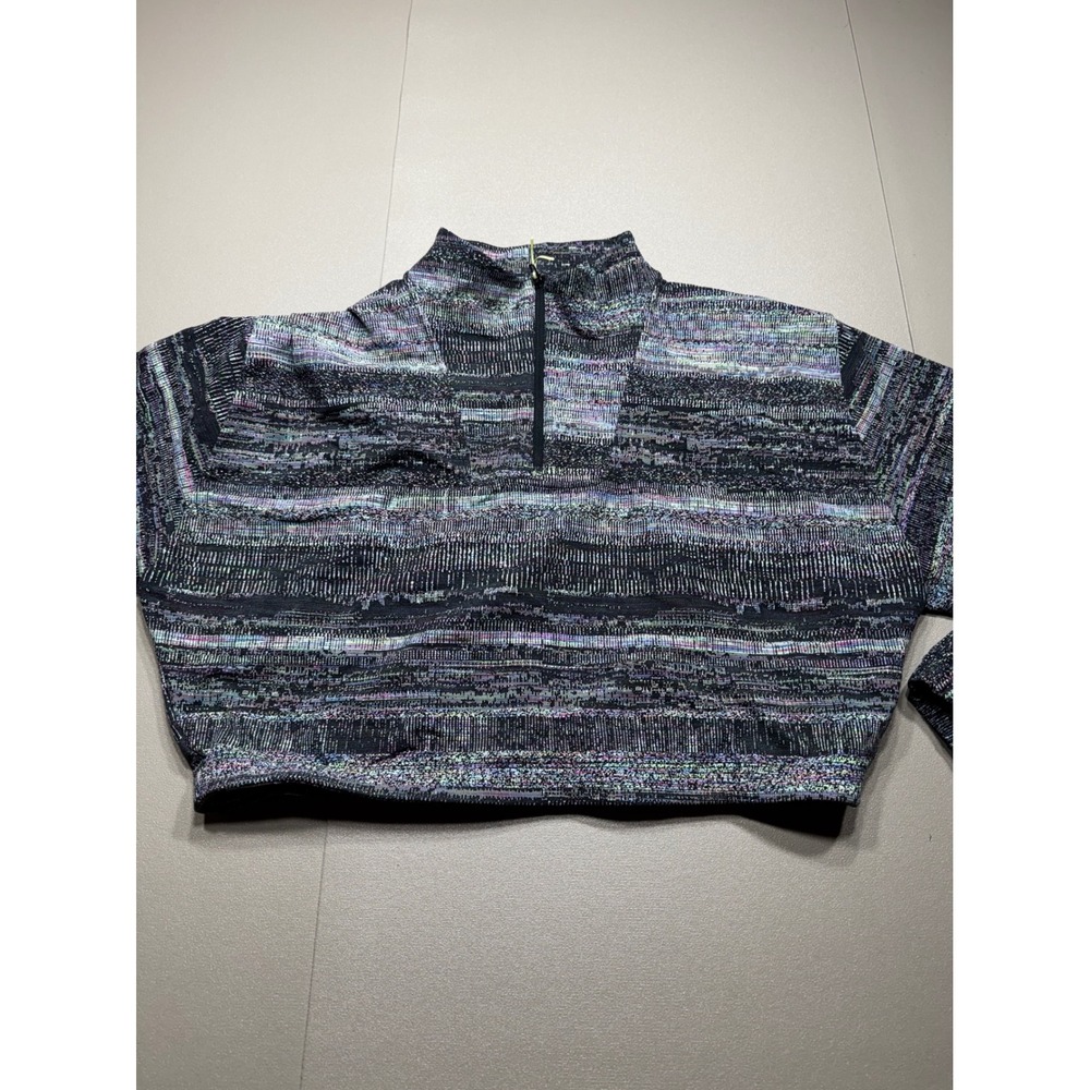 Lululemon Multicolor Glitch Pattern Cropped Quarter Zip Pullover Top